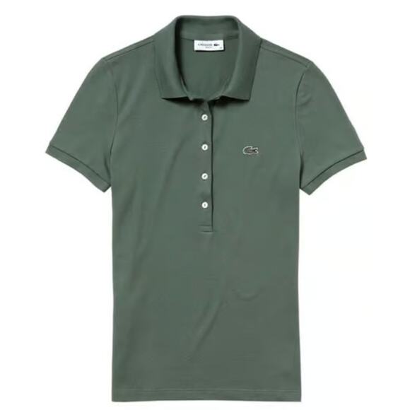 Lacoste Women's Legacy Short Sleeve Slim Fit Stretch Polo Shirt Grassy 6 - Picture 1 of 3